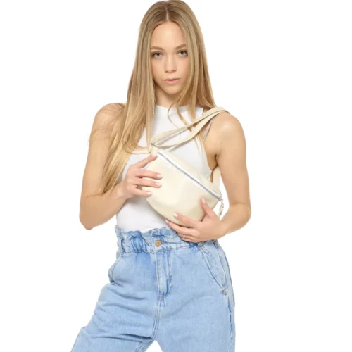 Женская поясная сумка Sambag Polo SQO молочная (86129011): Фактура Гладкая, Матовая