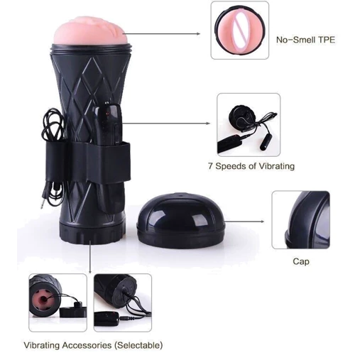 Вагина - мастурбатор с вибрацией Boss Series: Vibrating Vagina cyber skin - Latarka, BS6000025