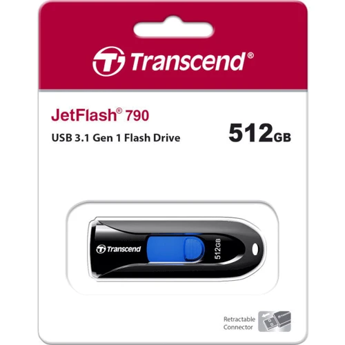 USB-флешка Transcend 512GB JetFlash 790 USB 3.1 Black (TS512GJF790K): Максимальная скорость чтения, МБ/с 90
