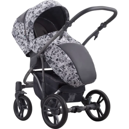 Детская коляска 2 в 1 Bebetto Bresso Flowers 01, Эко-кожа+ткань, графит рама (503.32.20.F01): Ширина шасси 60.5