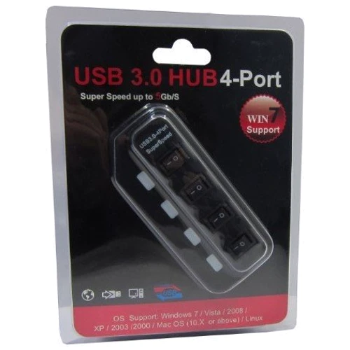 Адаптер Lapara Adapter USB to 4xUSB3.0 Black (LA-USB305) фото 3