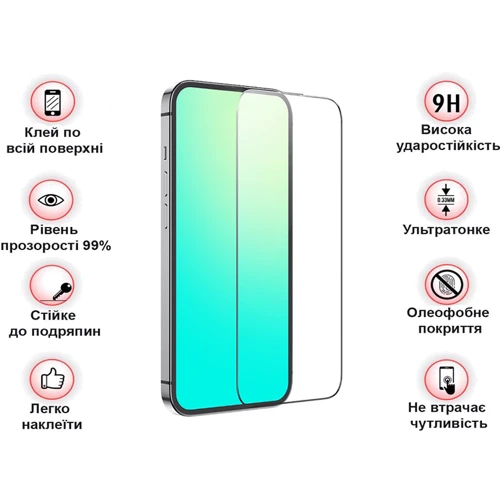 Защитное стекло для iPhone BeCover Tempered Glass Black for iPhone 15 (709719): Тип аксессуара защитное стекло