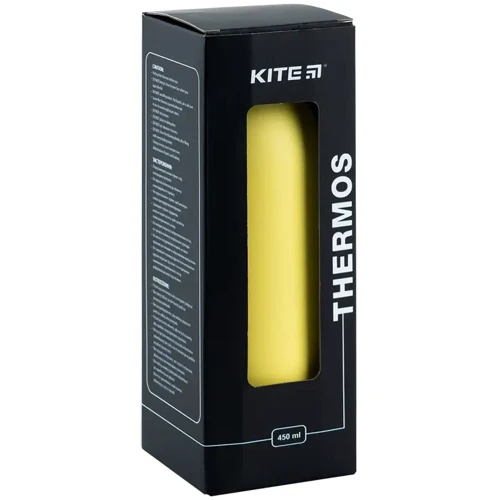 Термос Kite 450 мл жовтий (K24-1208-5): Матеріал колби Нержавеющая сталь