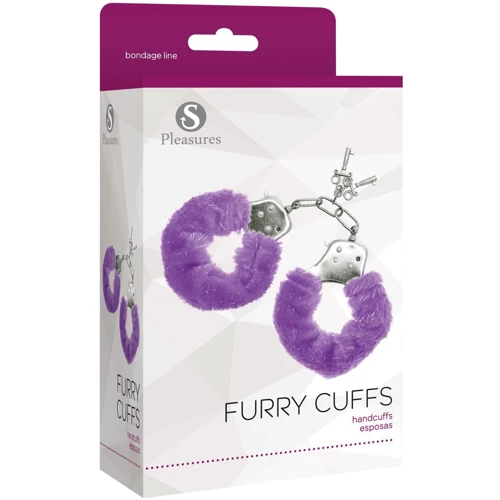 Наручники S Pleasures Furry Cuffs Purple с пушистой отделкой, 2 ключа в комплекте