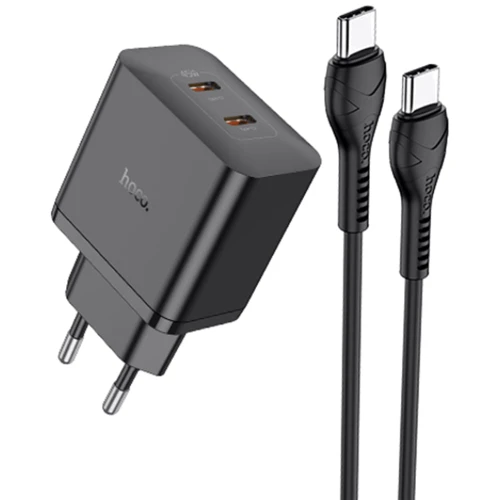 Зарядное устройство Hoco Wall Charger N35 Streamer 2xUSB-C 45W Black with USB-C Cable