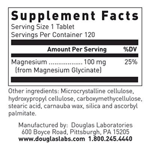 Douglas Laboratories Magnesium Glycinate 120 tabs Магний глицинат: Тип Магний