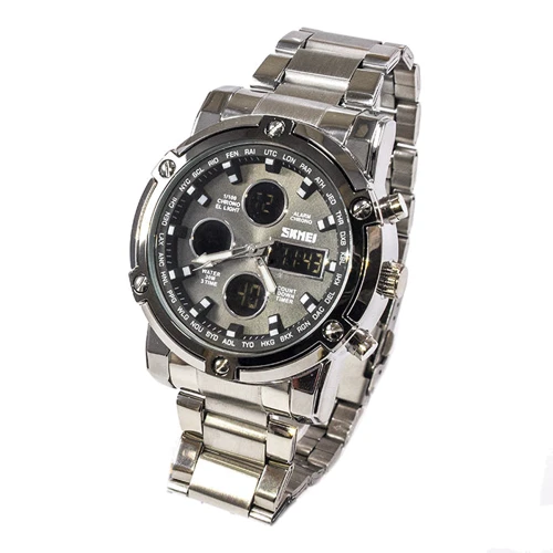 Наручний годинник Skmei +1389 Silver (1389BOXSV): Тип циферблата Комбінований (аналого-цифровий)