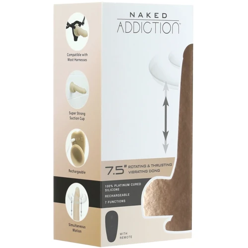 Фаллоимитатор с ротацией и пульсацией Naked ADDICTION The Freak 7,5″ Rotating & Thrusting Vibrating Dong, пульт ДУ