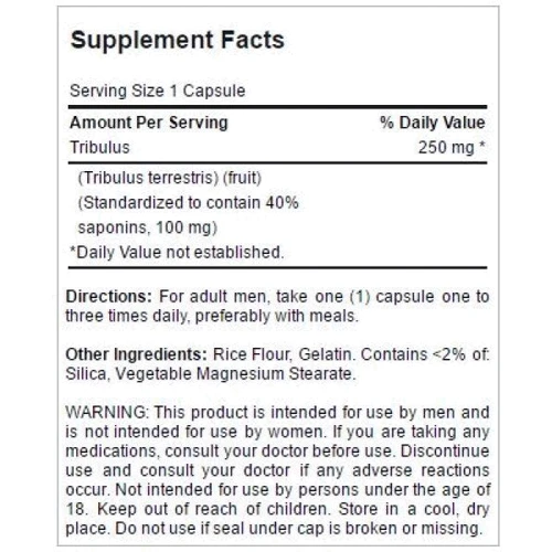 Puritan's Pride Tribulus Terrestris 250 mg 90 caps Трибулус Террестрис: Форма выпуска Капсулы