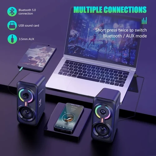 Акустична система Onikuma L6 2.0 RGB 10W Black (Onikuma L6): Діапазон відтворюваних частот 60-20000 Гц