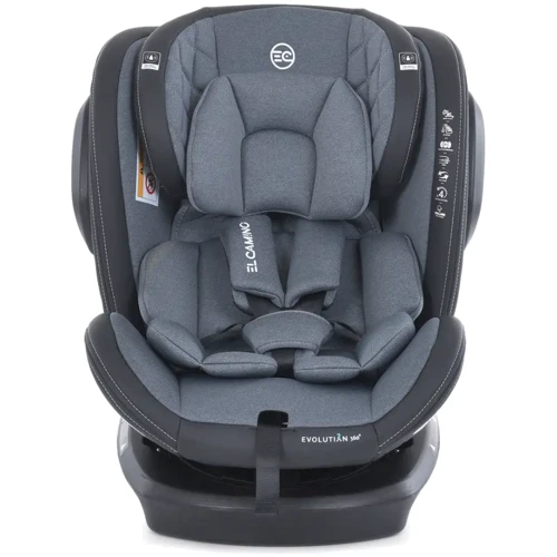 Автокресло El Camino Evolution 2 360 ME 1045 ISOFIX 0-36 кг melange cloud gray (ME 1045 melange cloud g): Внутренние ремни 5-ти точечные ремни безопасности с мягкими накладками регулируются под рост ребенка