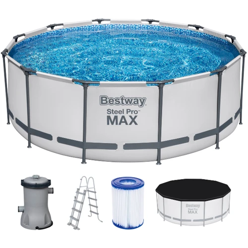 Бассейн Bestway каркасный круглый 366-122 см (56420) (фильтр-насос, тент, лестница, в коробке, 47-116-45 см)