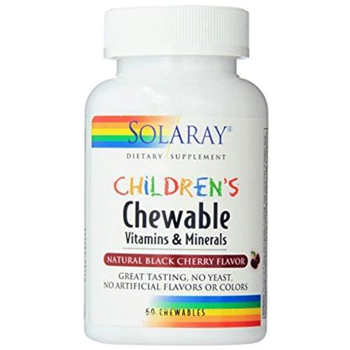 Solaray Childrens Chewable Vitamins and Minerals, Natural Black Cherry Flavor, 60 Chewables (SOR-04796)