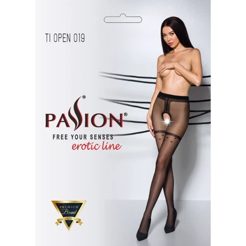 Колготки с открытым доступом, имитация чулок Passion TIOPEN 019 black 3/4 (20 den)