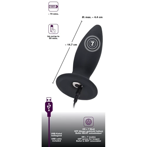 Анальная пробка Orion - Black Velvets Recharge Plug L
