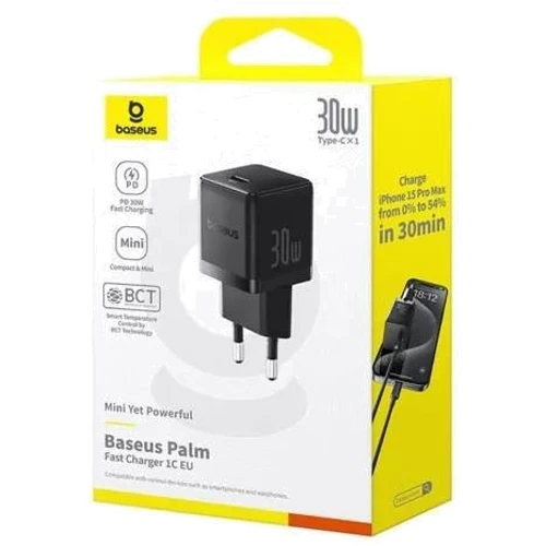 Зарядний пристрій Baseus USB-C Wall Charger Palm 1C 30W Black (P10111605113-00): Кількість USB-портів 1