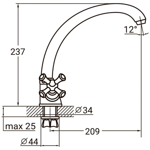 Змішувач для кухонного миття Aquatica PL-4B255C