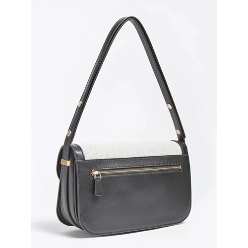 Женская сумка через плечо Guess Hensely Cnvrtble Shoulder Bag черно-белая (HWHS8113210-BML): Пол Женский