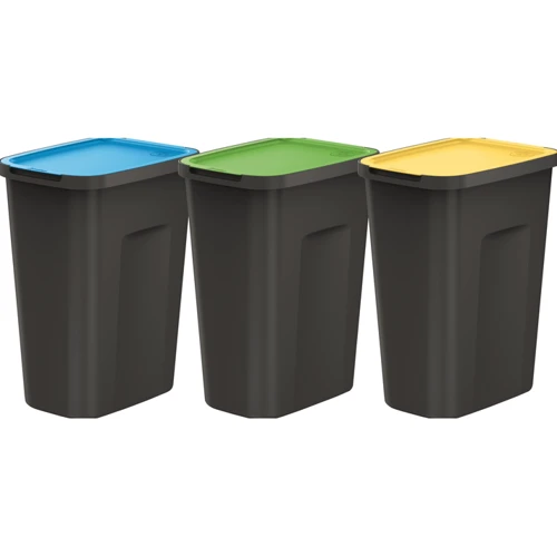 Баки для сортировки мусора Prosperplast Keden Compacta Q Plus, комплект 3х35л черный, крышка синяя/зеленая/желтая (5905197562223): Производитель Prosperplast