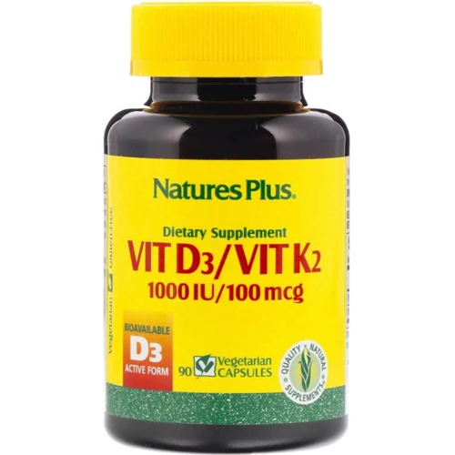 Nature's Plus Vit D3 / Vit K2 1000 IU / 100 mcg 90 Veg Caps Вітамін D3 і К2