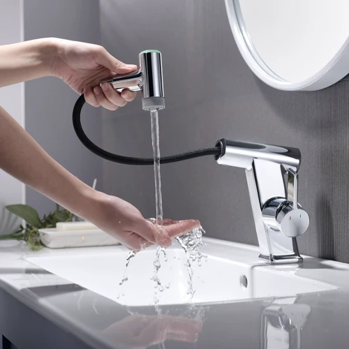 Смеситель для раковины Lefton Pull-Out Faucet with Temperature Display & LED Light - BF2207 Chrome