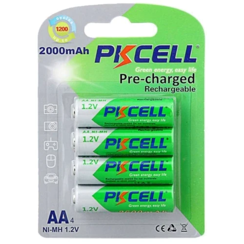 PkCell AA R6 NiMH 2000mAh * 4 (PC/AA2000-4B): Емкость 2000 мАч