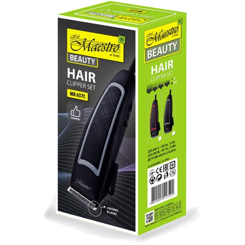 Машинка для стрижки (тример) Maestro MR-657C-GREY: Кількість насадок 4