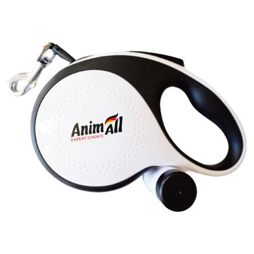 Повідець-рулетка AnimALL MS7016-B з диспенсером L до 50 кг/5 метрів біла