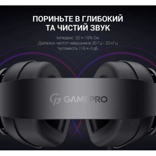 Наушники GamePro HS590B Black: Тип конструкции полноразмерные