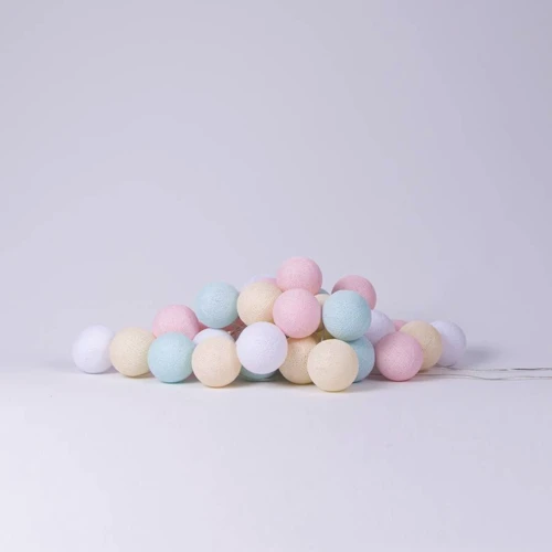 Гирлянда Cotton ball lights на 20 шаров 3,8м, Pastel: Длина, м 3.8