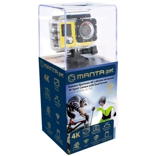 Экшн камера Manta MM9358 DUAL WiFi: Разрешение видео 3840x2160 пикс 30 к/с, 2704x1520 пикс 30 к/с, 1920x1080 пикс 25 к/с, 1280x720 пикс 120 к/с