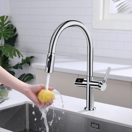Смеситель для кухни Lefton Automatic Sensor & Pull-Down Kitchen Faucet with Temperature Display-KF2206 Chrome: Вес, кг 1.8
