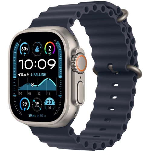 Apple Watch Ultra 2 2024 GPS + Cellular 49mm Natural Titanium Case with Navy Ocean Band (MX4D3UL/A)