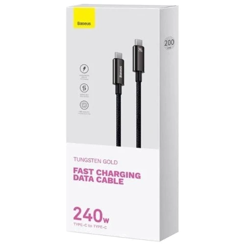Кабель Baseus Cable USB-C to USB-C Tungsten Gold 240W 2m Black (CAWJ040101) фото 3
