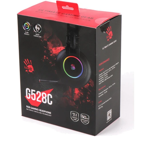 Наушники A4Tech Bloody G528C Black: Тип конструкции полноразмерные