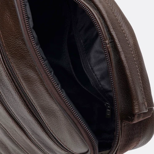 Мужская сумка через плечо Borsa Leather коричневая (K12314br-brown): Фактура Матовая, Гладкая