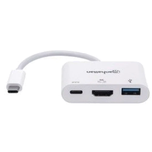 Адаптер Intracom Adapter Manhattan USB-C to HDMI+USB3.0 PD White: Колір белый