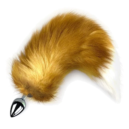Металева анальна пробка з хвостом з натурального хутра Art Foxy fox