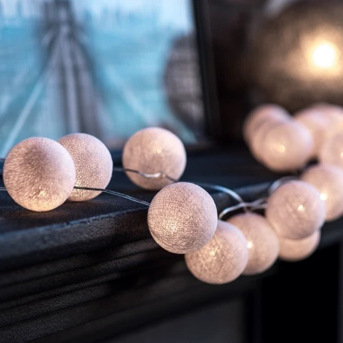 Гирлянда Cotton ball lights на 20 шаров 3,8м, White: Длина, м 3.8