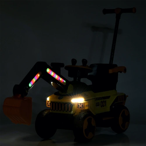 Детский электромобиль-толокар 3в1 Bambi Трактор с ковшом желтый (M 5783BLR-6)