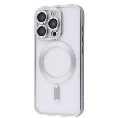Чехол для iPhone TPU Case Metal Matte Case with Magnetic Ring White Titanium for iPhone 16 Pro Max