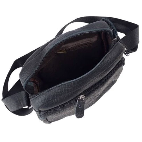 Мужская сумка через плечо Borsa Leather черная (10257-black): Пол Мужской