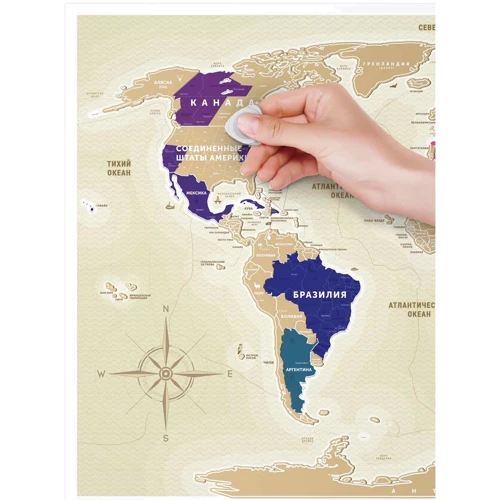 Скретч-карта світу Travel Map Gold World (Rus) фото 14