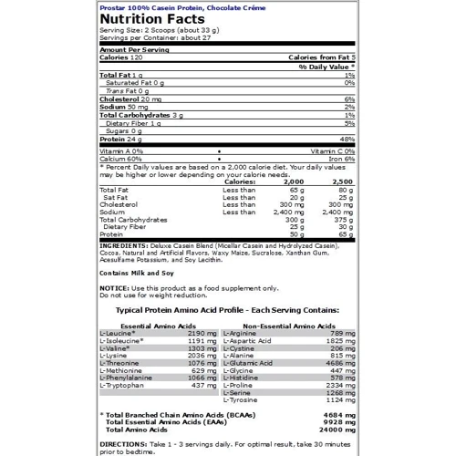 Протеин Ultimate Nutrition Prostar 100% Casein Protein 907 g /27 servings/ Vanilla Creme: Вид Казеины