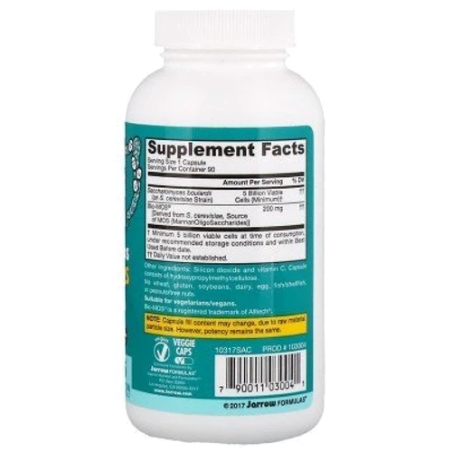 Jarrow Formulas Saccharomyces Boulardii + MOS 5 Billion 90 Veggie Caps Сахароміцети буларді