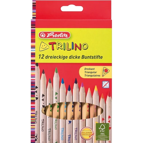 Олівці кольорові Herlitz Jumbo Trilino 12 кольорів тригранні грифель 5мм
