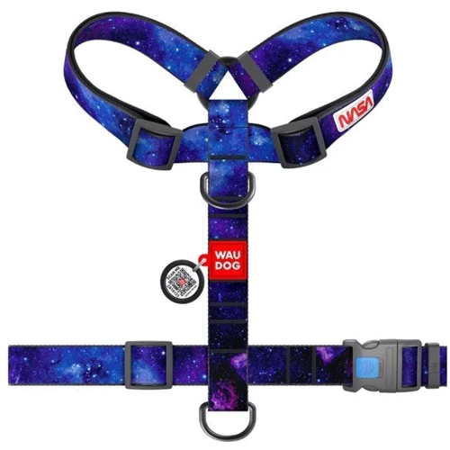 Шлея для собак WAUDOG Nylon анатомическая H-образная с QR-паспортом, рисунок "NASA21" XL, Ш 35 мм, А 55-95 см, В 70-110 см (323-0148): Производитель WAUDOG