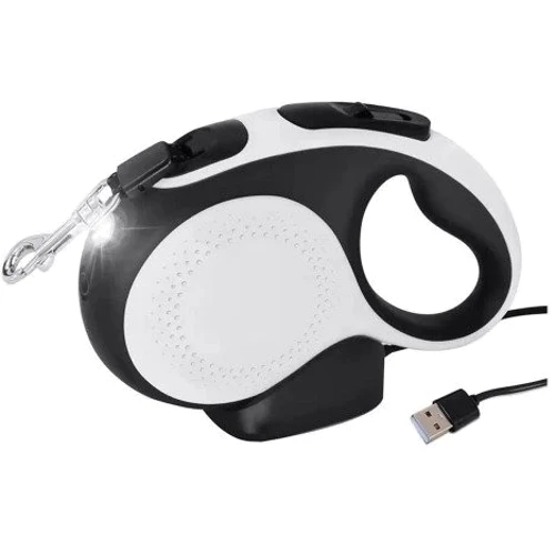 Поводок-рулетка AnimALL MS7016-5M LED до 25 кг/5 метра L белый-черный (2000981201715)