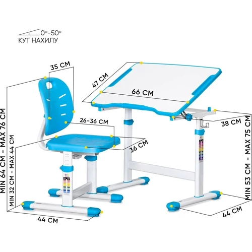 Комплект Evo-kids стол и стул Evo-07 Ergo Blue (Evo-07 Ergo BL)