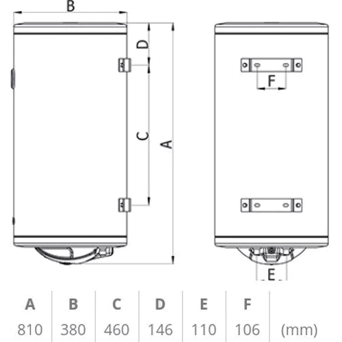 Бойлер Termorad BTCR 50 Slim/SG: Монтаж вертикальный